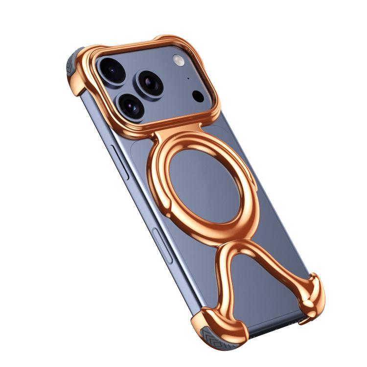 For iPhone 17 Pro Liquid Plating PC Hollow MagSafe Phone Case(Orange)