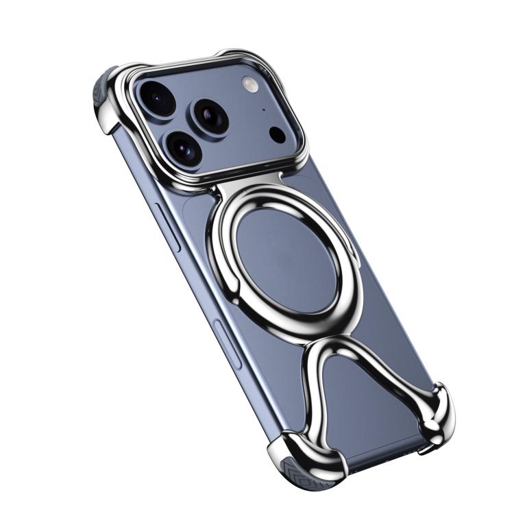 For iPhone 17 Pro Liquid Plating PC Hollow MagSafe Phone Case(Silve)