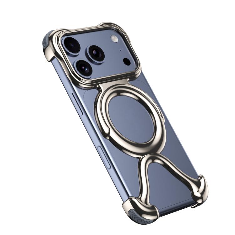 For iPhone 17 Pro Liquid Plating PC Hollow MagSafe Phone Case(Titanium Grey)
