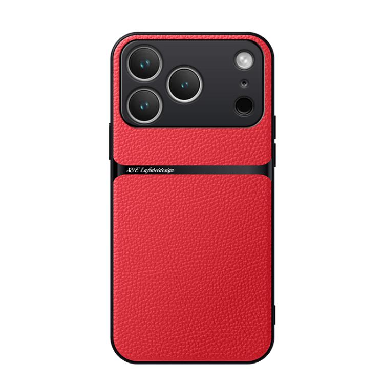 For iPhone 17 Pro Litchi Leather Magnetic Full Coverage Shockproof Phone Case(Red)