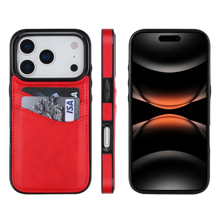 For iPhone 17 Pro Litchi Leather Skin Card Slots Phone Case(Red)