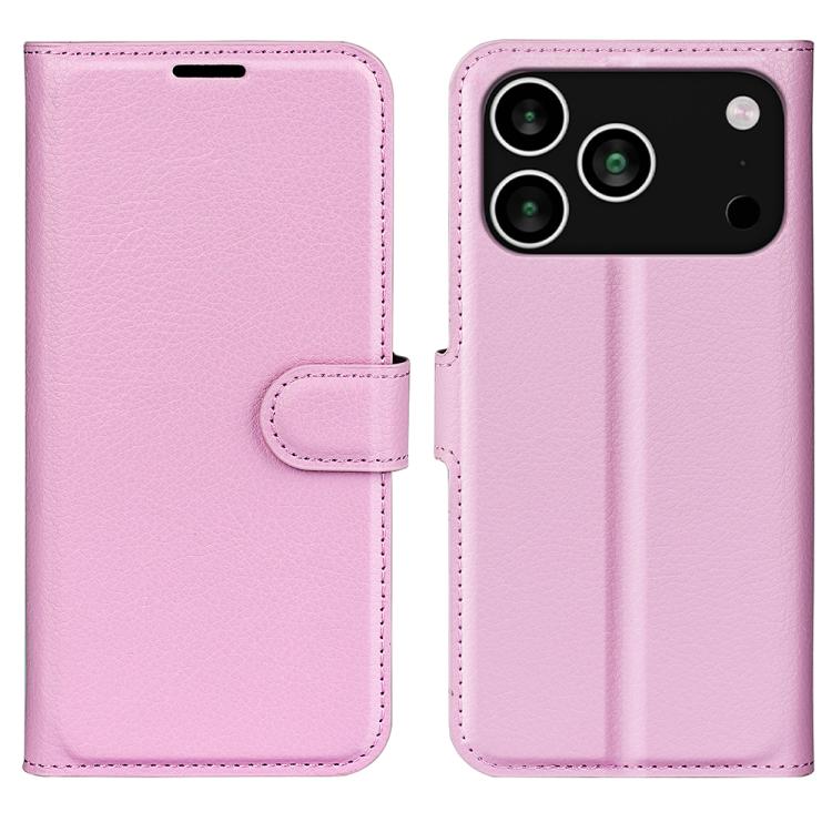 For iPhone 17 Pro Litchi Texture Horizontal Flip Leather Phone Case with Holder(Pink)