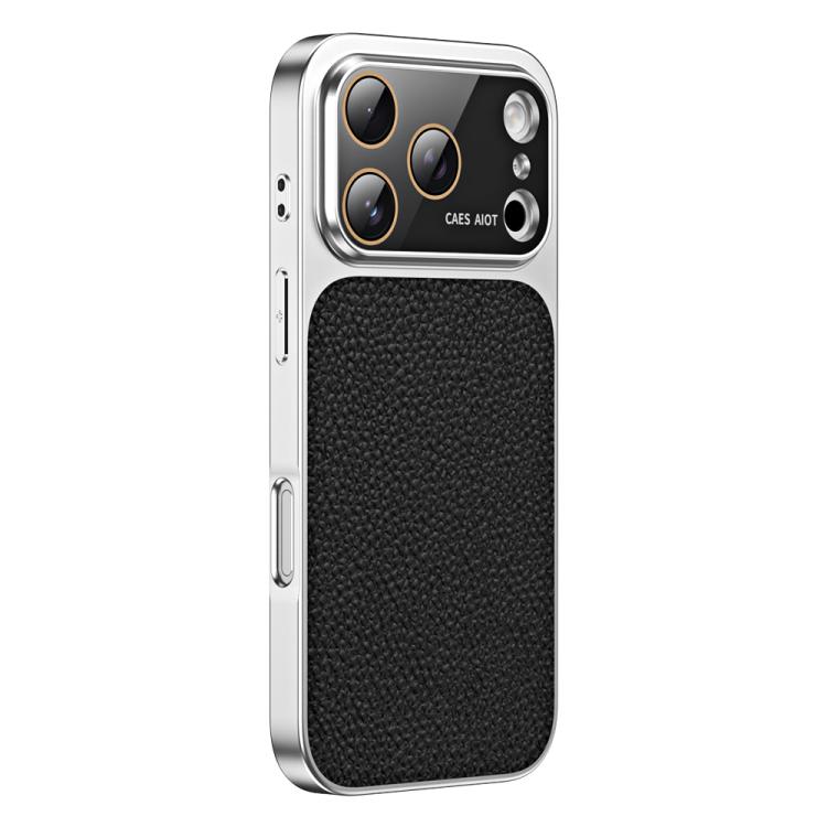 For iPhone 17 Pro Litchi Textured TPU Phone Case with Lens Film(Black)