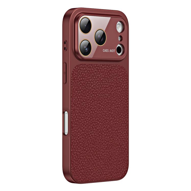 For iPhone 17 Pro Litchi Textured TPU Phone Case with Lens Film(Retro Red)