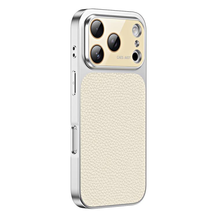 For iPhone 17 Pro Litchi Textured TPU Phone Case with Lens Film(White)