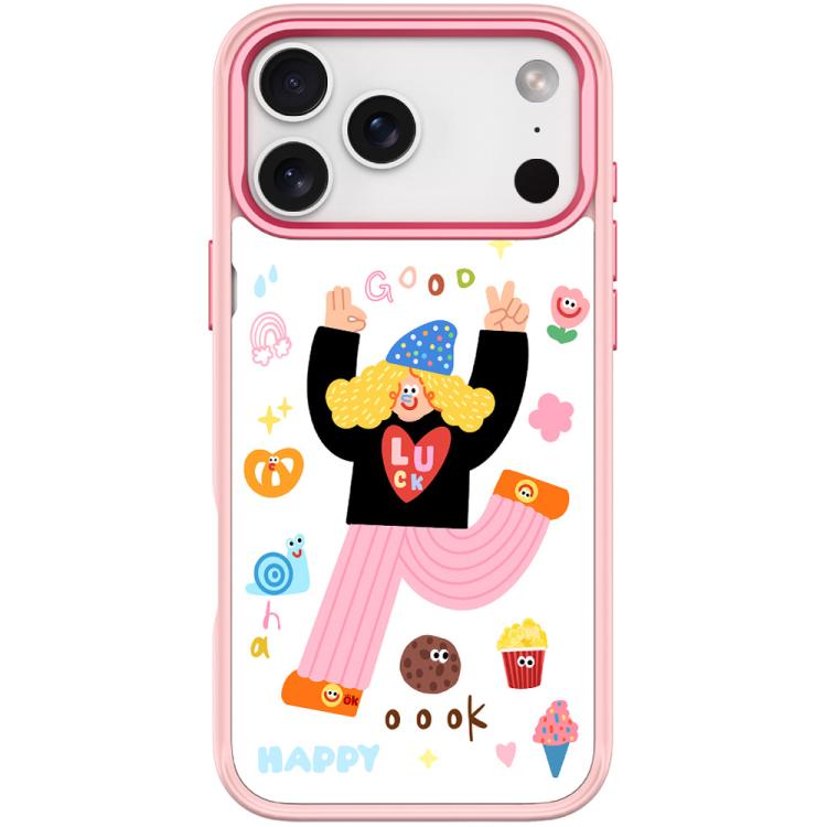 For iPhone 17 Pro Little Girl and Good Text Pattern Magnetic Phone Case(Pink)