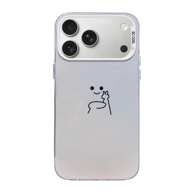 For iPhone 17 Pro Little Man Gestures Colored Silver Frosted PC Hybrid TPU Phone Case(Little Man Biye)
