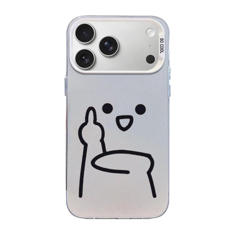 For iPhone 17 Pro Little Man Gestures Colored Silver Frosted PC Hybrid TPU Phone Case(Ultraman Gesture of Contempt)