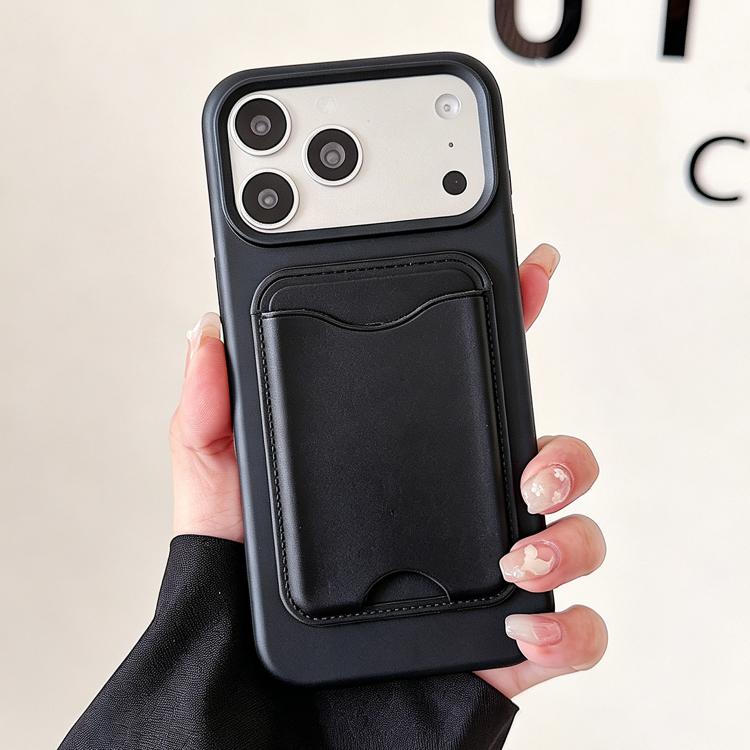 For iPhone 17 Pro Macaron-Style Card Holder Magnetic TPU Phone Case(Black)