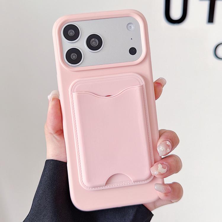 For iPhone 17 Pro Macaron-Style Card Holder Magnetic TPU Phone Case(Pink)