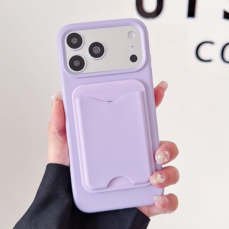 For iPhone 17 Pro Macaron-Style Card Holder Magnetic TPU Phone Case(Purple)
