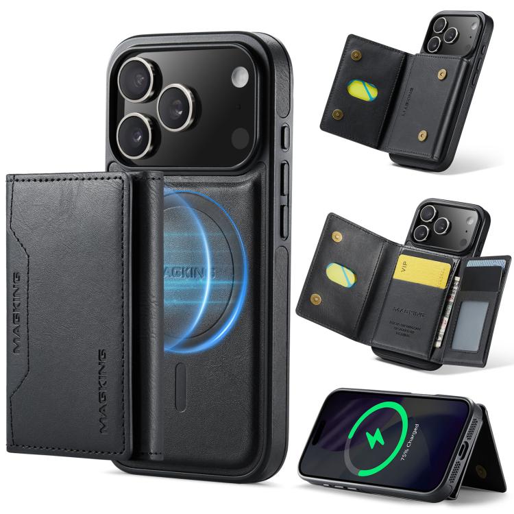 For iPhone 17 Pro MAGKING K2 Series MagSafe RFID Card Bag Detachable Phone Case(Black)
