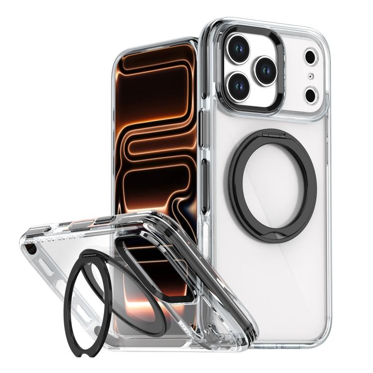 For iPhone 17 Pro Magnetic 360 Degree Rotating Holder Phone Case(Black)