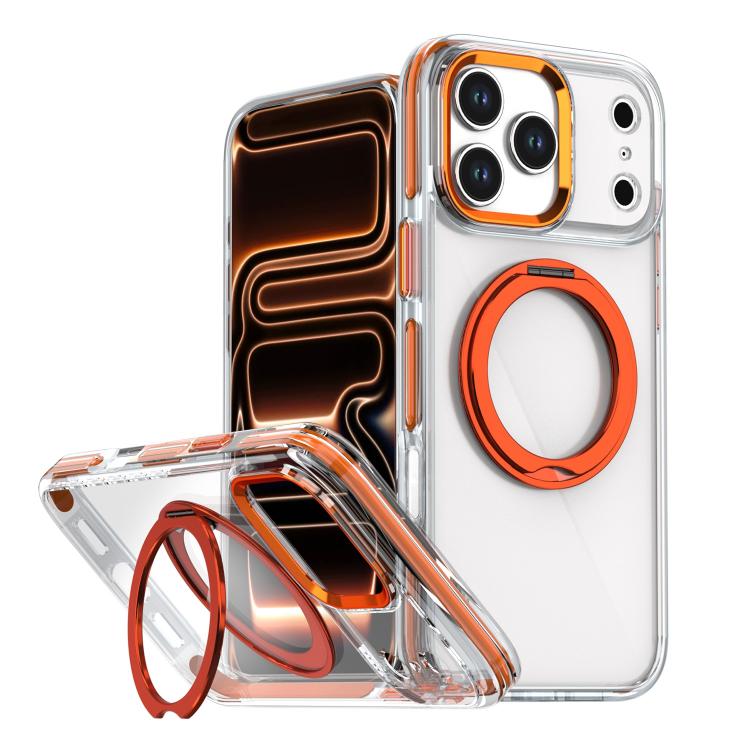 For iPhone 17 Pro Magnetic 360 Degree Rotating Holder Phone Case(Orange)