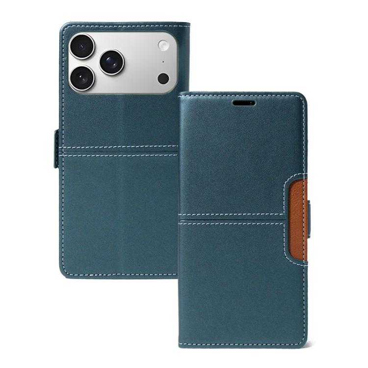 For iPhone 17 Pro Magnetic Buckle Card Slot Leather Phone Case(Cyan)
