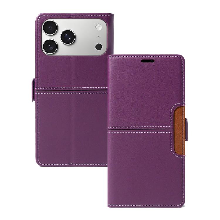 For iPhone 17 Pro Magnetic Buckle Card Slot Leather Phone Case(Purple)