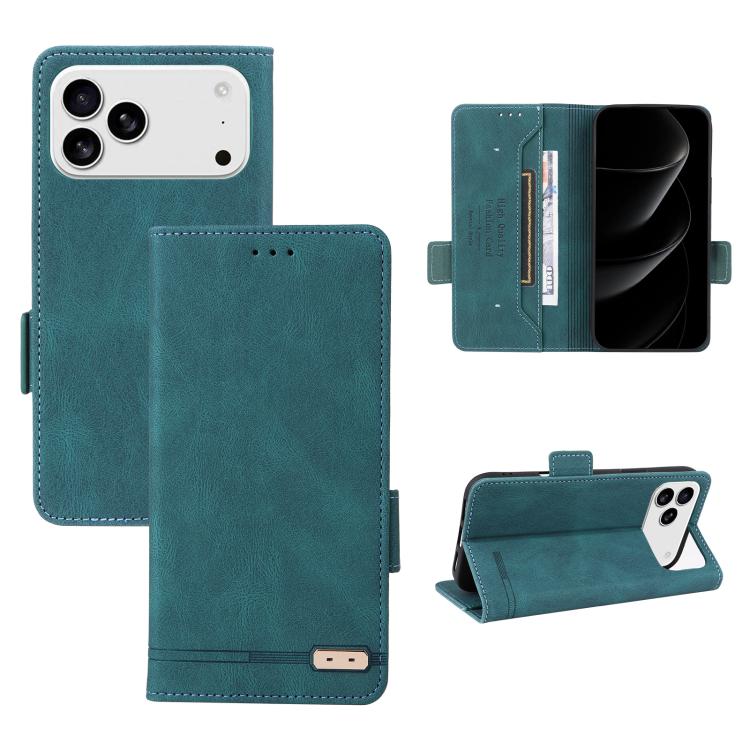 For iPhone 17 Pro Magnetic Clasp Leather Phone Case(Green)