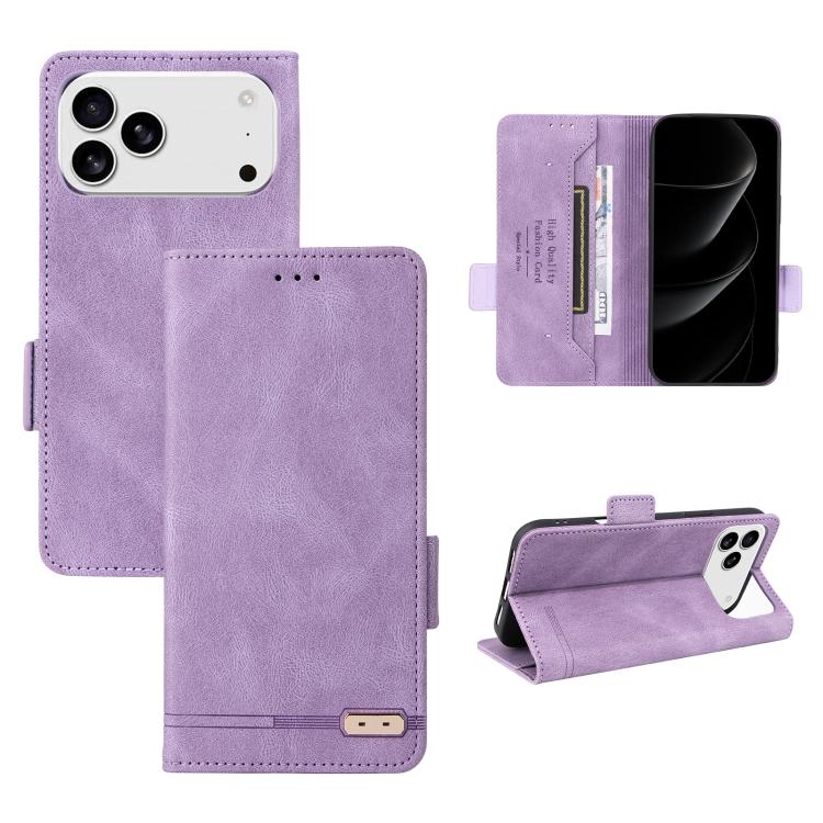 For iPhone 17 Pro Magnetic Clasp Leather Phone Case(Purple)