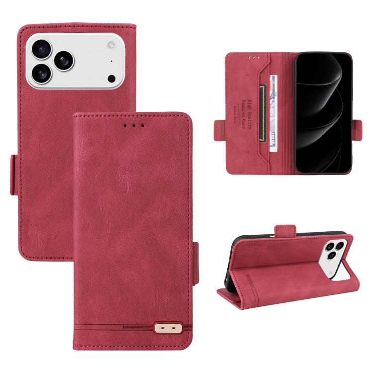For iPhone 17 Pro Magnetic Clasp Leather Phone Case(Red)