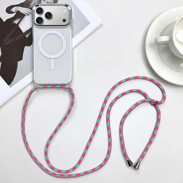 For iPhone 17 Pro MagSafe Magnetic PC + TPU Phone Case with Lanyard(Blueberry Houndstooth)