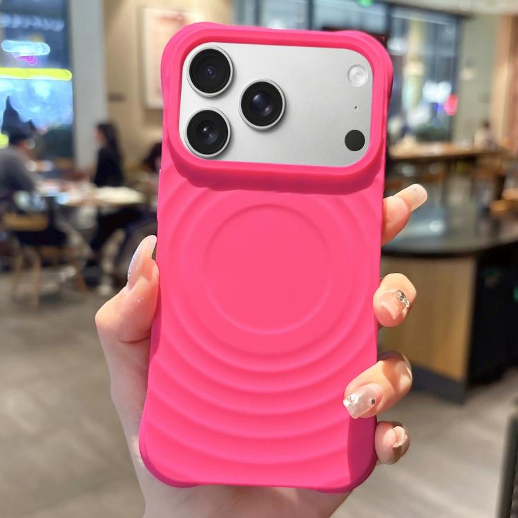 For iPhone 17 Pro MagSafe Magnetic Ring Texture TPU Phone Case(Rose Red)