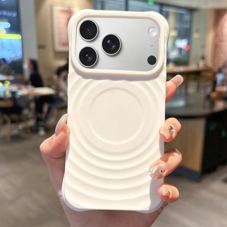 For iPhone 17 Pro MagSafe Magnetic Ring Texture TPU Phone Case(White)