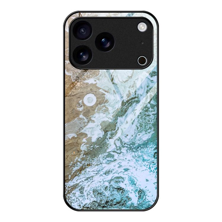 For iPhone 17 Pro Marble Pattern Glass Protective Phone Case(Beach)