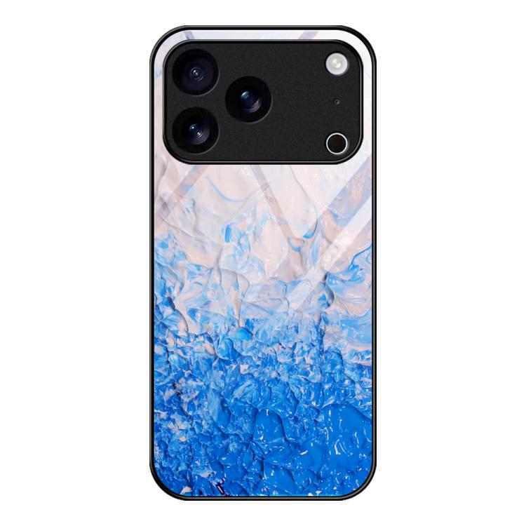 For iPhone 17 Pro Marble Pattern Glass Protective Phone Case(Ocean Waves)