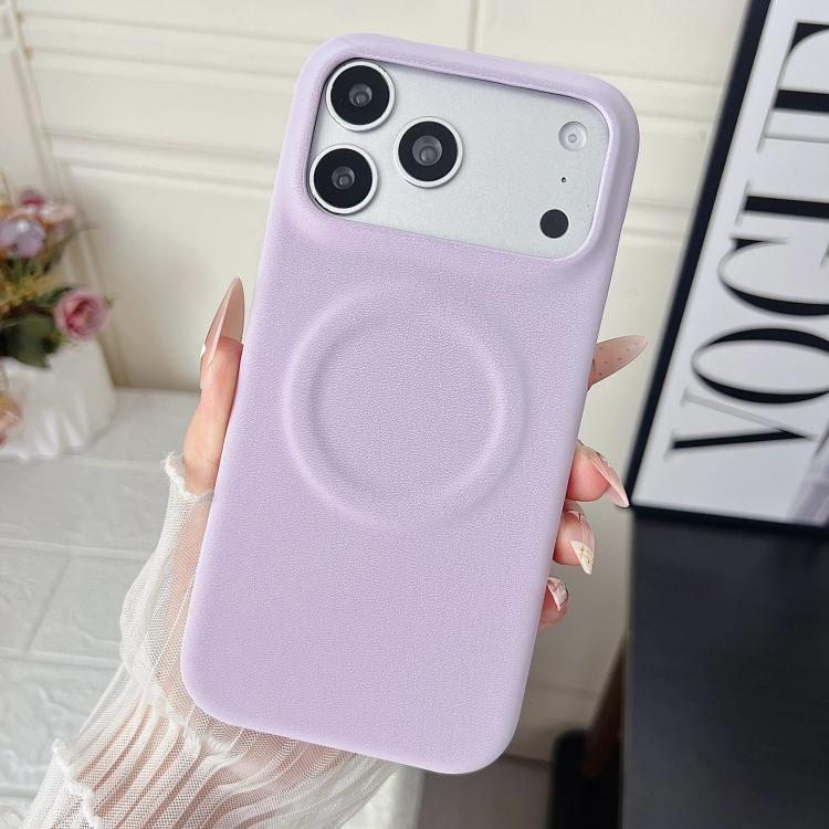 For iPhone 17 Pro Matte Velvet Finish PC + Vegan Leather Magnetic Phone Case(Purple)