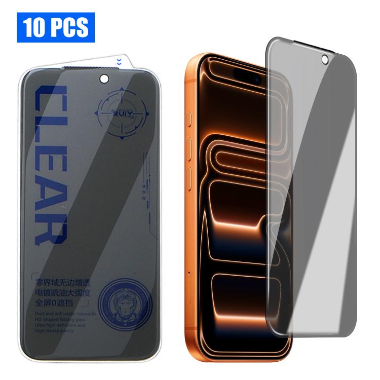 For iPhone 17 Pro Max 10pcs 3D Curved Zero Edge Borderless Privacy Tempered Glass Film