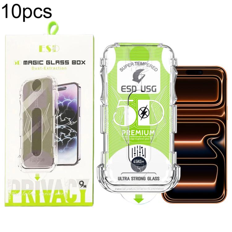 For iPhone 17 Pro Max 10pcs 5D Curved Easy Install Dust-proof Box Edge-to-Edge HD Tempered Glass Film
