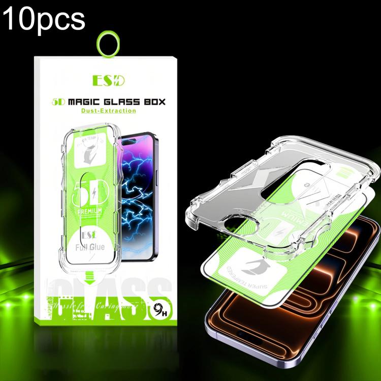 For iPhone 17 Pro Max 10pcs 5D Curved Easy Install Dust-proof Box HD Tempered Glass Film