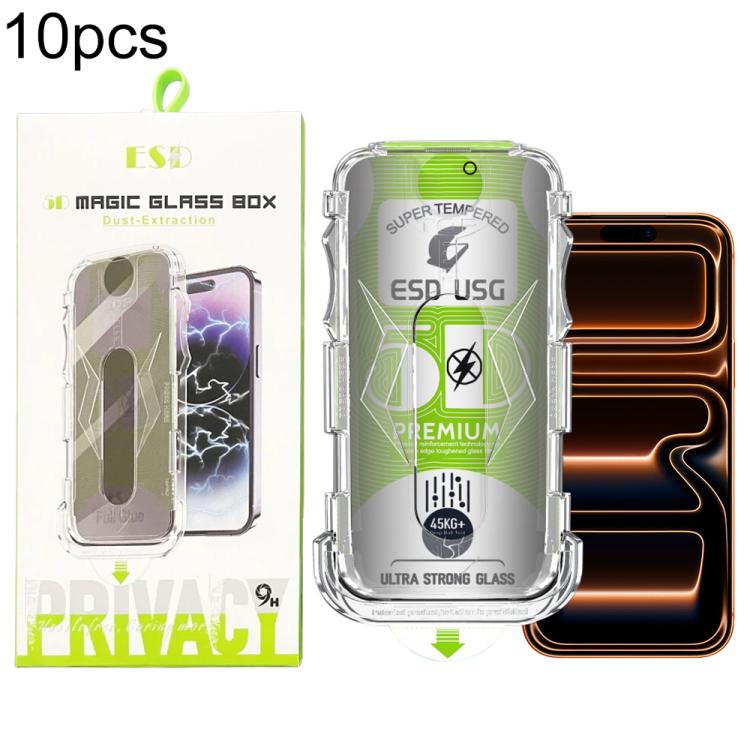 For iPhone 17 Pro Max 10pcs 5D Curved Easy Install Dust-proof Box Privacy Edge-to-Edge Tempered Glass Film
