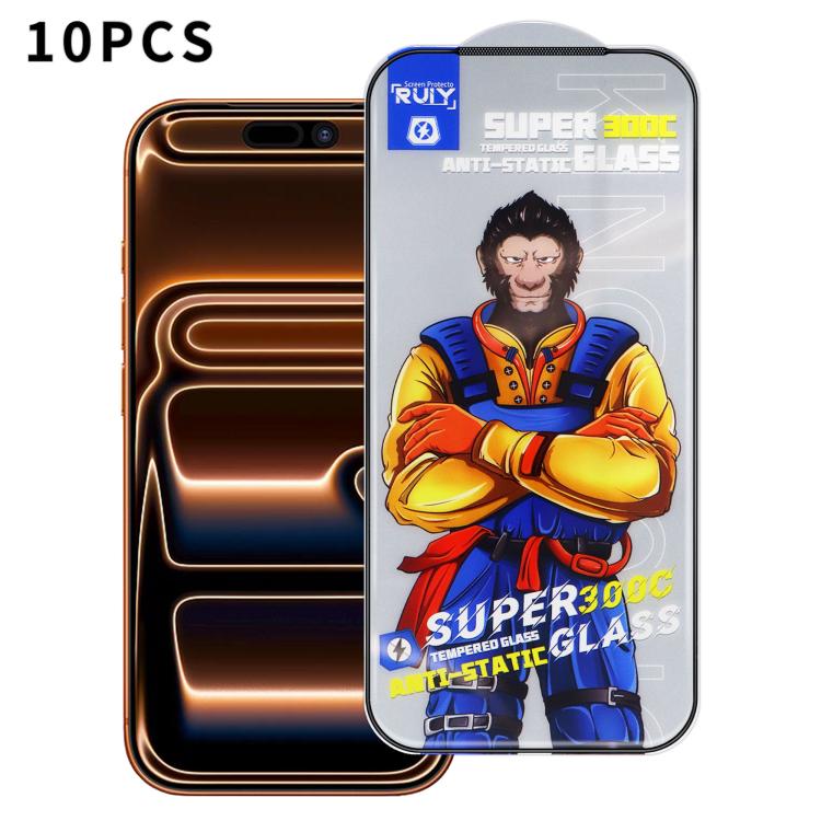 For iPhone 17 Pro Max 10pcs Armor 300C Ultra-Curved Anti-Static Anti-Dust Silk-Screened HD Tempered Glass Film