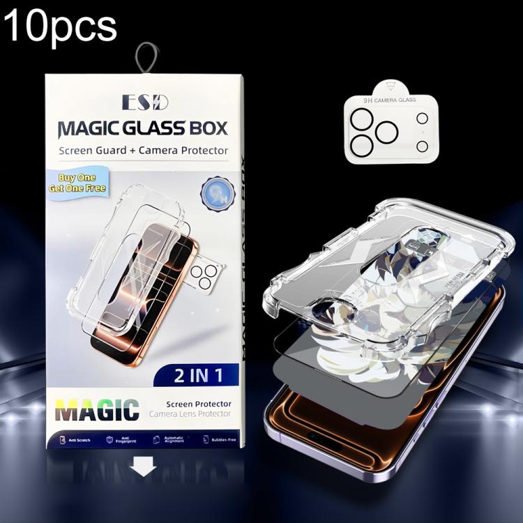 For iPhone 17 Pro Max 10pcs Easy Install Dust-proof Box HD Tempered Glass Film with Lens Film