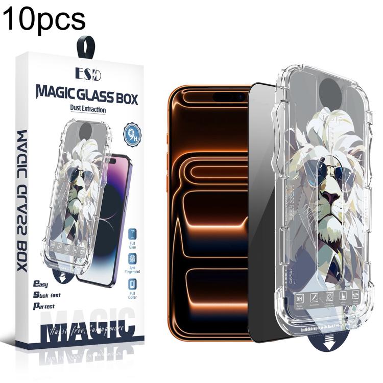 For iPhone 17 Pro Max 10pcs Easy Install Dust-proof Box Privacy Tempered Glass Film
