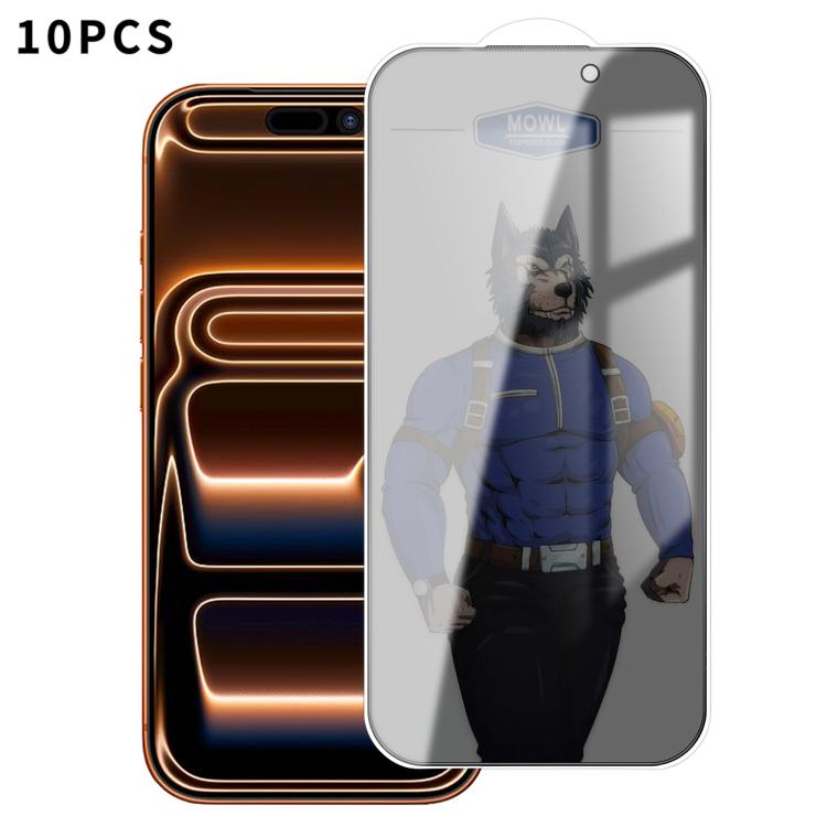For iPhone 17 Pro Max 10pcs MOWL Explosion-Proof Anti-Fingerprint Privacy Tempered Glass Film