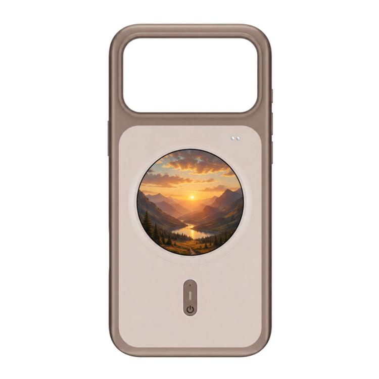 For iPhone 17 Pro Max 1.85 Inch HD Round Color Screen Phone Case, DIY Screen-Projection Smart Phone Case(Coffee)