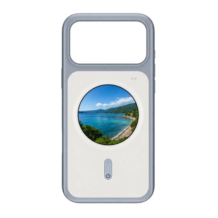 For iPhone 17 Pro Max 1.85 Inch HD Round Color Screen Phone Case, DIY Screen-Projection Smart Phone Case(Grey)