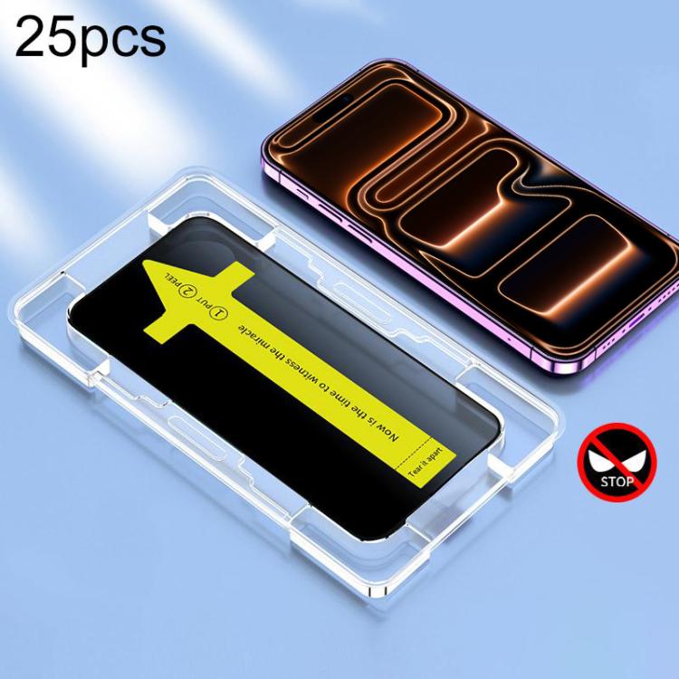 For iPhone 17 Pro Max 25pcs Anti-peeping Fast Attach Dust-proof Anti-static Tempered Glass Film