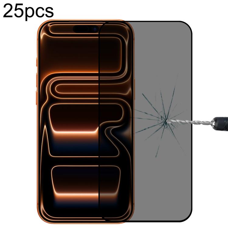 For iPhone 17 Pro Max 25pcs Full Cover Anti-spy Silk Screen Tempered Glass Film