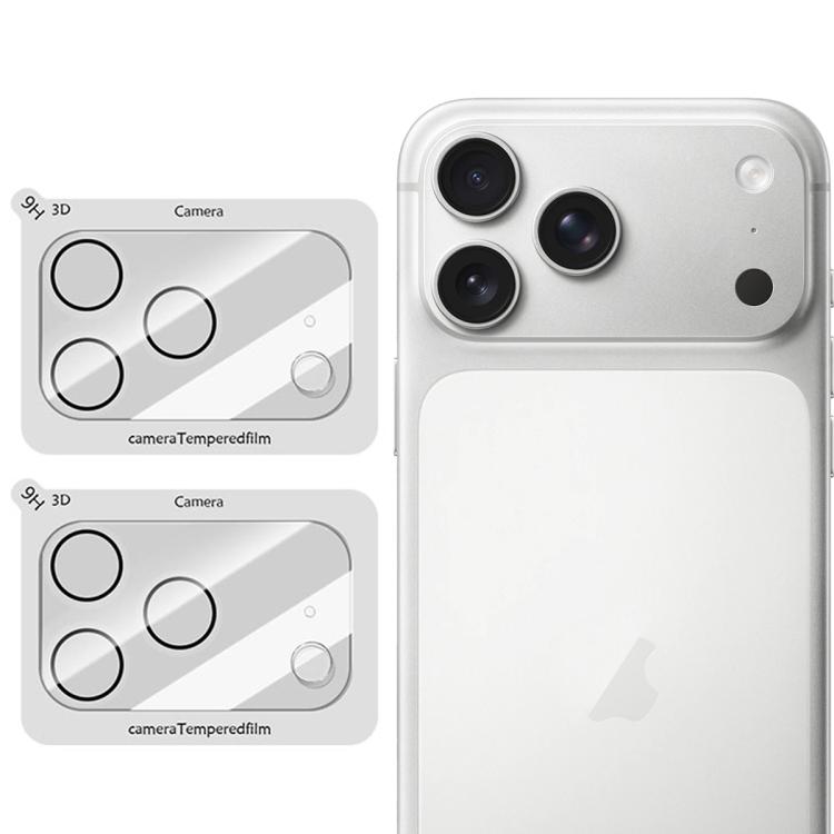 For iPhone 17 Pro Max 2pcs/Set LeReach TF Series 3D Full Coverage Version HD Wear-Resistant Camera Lens Glass Film(Clear with Black Frame)
