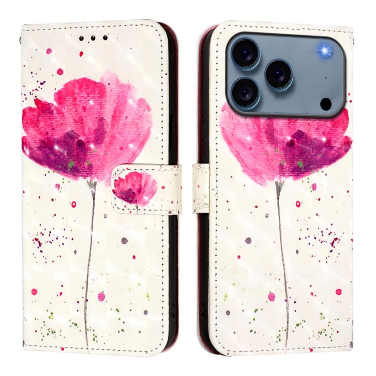 For iPhone 17 Pro Max 3D Painting Horizontal Flip Leather Phone Case(Flower)