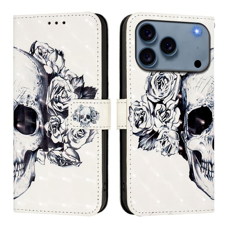 For iPhone 17 Pro Max 3D Painting Horizontal Flip Leather Phone Case(Skull)