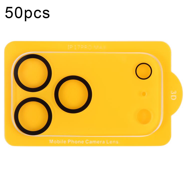 For iPhone 17 Pro Max 50pcs Silk Printed Large Arc Tempered Glass Back Camera Film