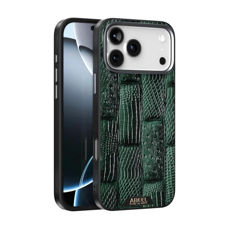 For iPhone 17 Pro Max ABEEL Beast Pattern 6D Micro-Embossed MagSafe Genuine Leather Phone Case(Green)