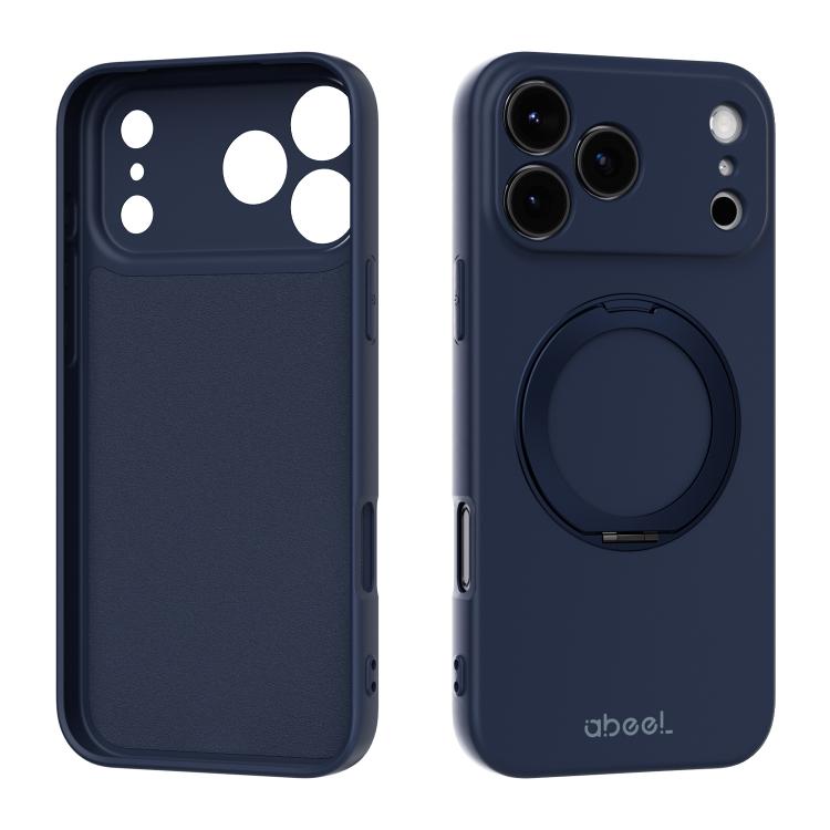 For iPhone 17 Pro Max ABEEL Skin-friendly Feel Magnetic Liquid Silicone Phone Case with Holder(Blue)