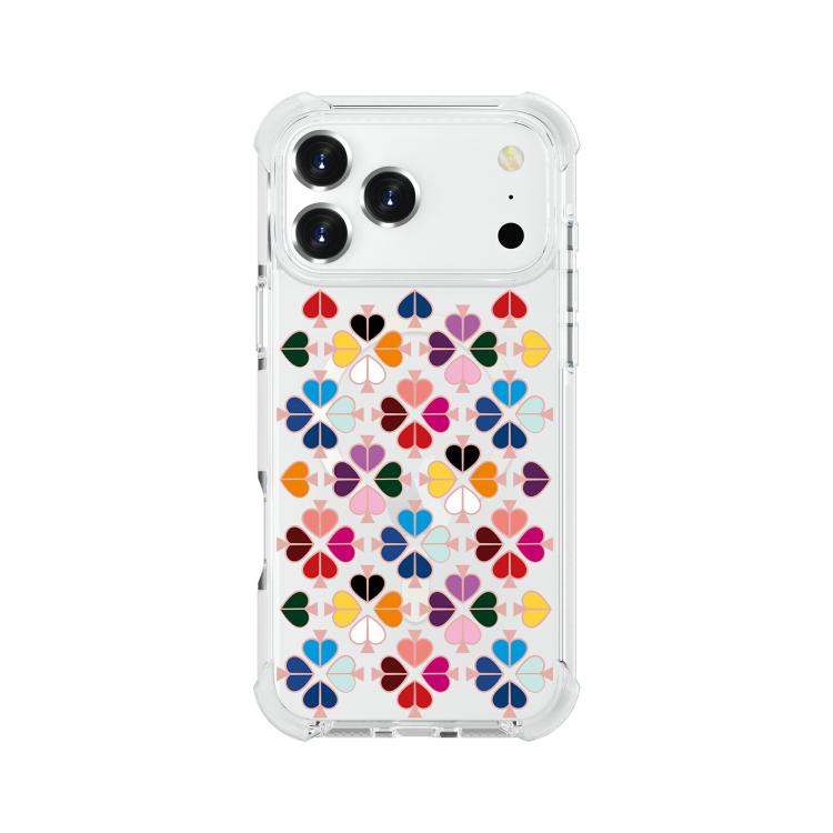 For iPhone 17 Pro Max Acrylic Four-Corner Shockproof Heart Pattern Magnetic Phone Case(Transparent White)