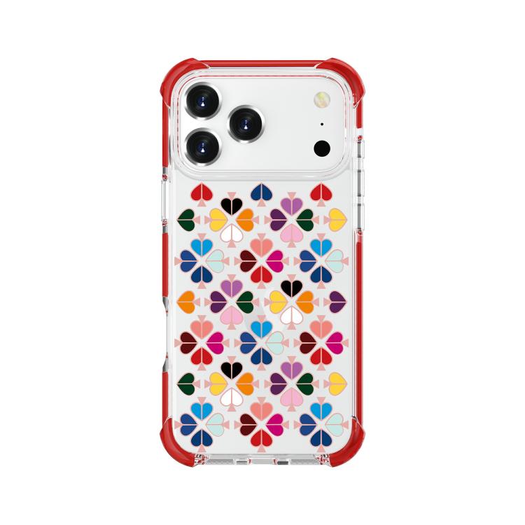 For iPhone 17 Pro Max Acrylic Four-Corner Shockproof Heart Pattern Phone Case(Red)