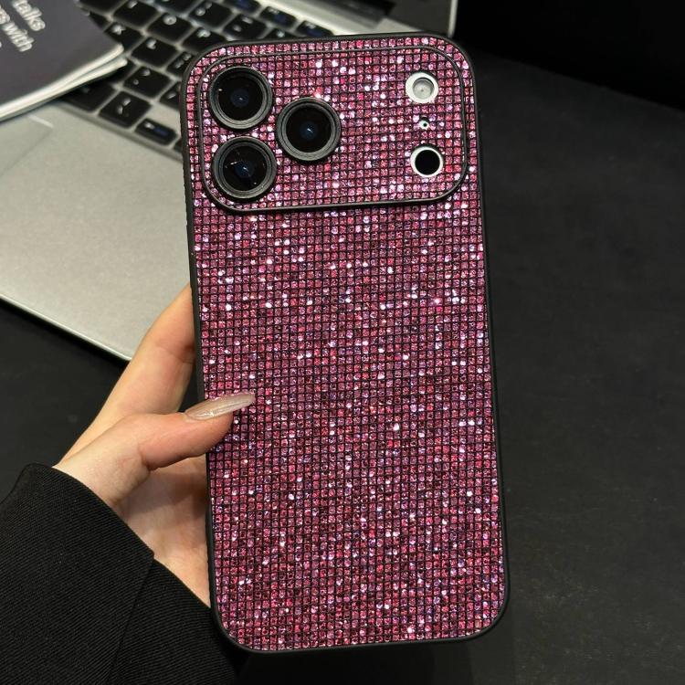 For iPhone 17 Pro Max Acrylic Rhinestone Full Coverage Phone Case(Dark Purple)